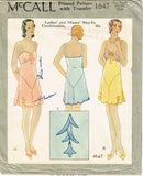 McCall 1847: 1930s Rare Misses Combination Lingerie Sz SM Vintage Sewing Pattern - Vintage4me2
