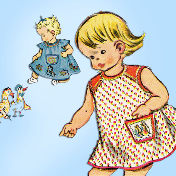 1950s Vintage McCalls Sewing Pattern 1868 Easy Adjustable Baby Dress Size 1-3