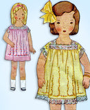 1930s Vintage McCall Sewing Pattern 1873 Baby Girls Lace Trimmed Dress Size 1