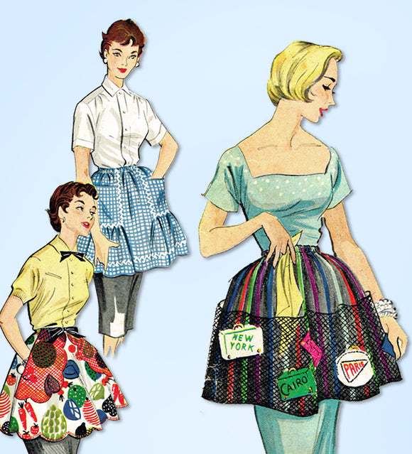 1950s Vintage McCall's Sewing Pattern 1878 Uncut Misses Clamp On Apron Fits All