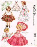 McCalls 1891: 1950s 14 Inch Mary Hoyer Doll Clothes Vintage Sewing Pattern