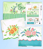 1950s Vintage McCall Embroidery Transfer 1912 Uncut Floral Pillowcases - Vintage4me2