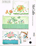 1950s Vintage McCall Embroidery Transfer 1912 Uncut Floral Pillowcases - Vintage4me2