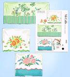 1950s Vintage McCall Embroidery Transfer 1912 Uncut Floral Pillowcases - Vintage4me2