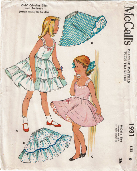McCall's 1931: 1950s Uncut Toddler Girls Petticoat Size 6 Vintage Sewi –  Vintage4me2