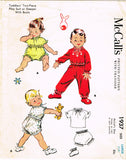 1950s Vintage McCalls Sewing Pattern 1937 Uncut Baby 2 PC Pajamas & Booties