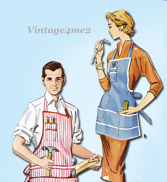 1950s Vintage McCall's Sewing Pattern 1941 Uncut His & Hers Work Aprons Fits All