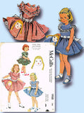 1950s Vintage McCalls Sewing Pattern 1950 Uncut Toddler Girls Dollface Dress Sz2