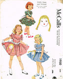 1950s Vintage McCalls Sewing Pattern 1950 Uncut Toddler Girls Dollface Dress Sz2