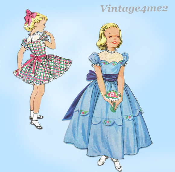 1950s Vintage McCall Sewing Pattern 1964 Toddler Girls Dress or Gown Size 6