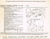 1950s Original Vintage McCalls Sewing Pattern 1965 Cute 7-8in Ginny Doll Clothes