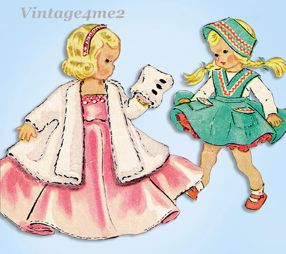 1950s Original Vintage McCalls Sewing Pattern 1965 Cute 7-8in Ginny Doll Clothes