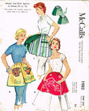 1950s Vintage McCalls Sewing Pattern 1982 Misses Clamp On Apron Set Fits All - Vintage4me2