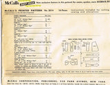 1950s Vintage McCalls Sewing Pattern 2014 Misses Vestees & Dickeys Set Fits ALL