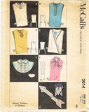 1950s Vintage McCalls Sewing Pattern 2014 Misses Vestees & Dickeys Set Fits ALL