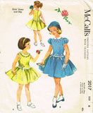 1950s Vintage McCall's Sewing Pattern 2017 Toddler Girls Party Dress & Slip Sz 6 -Vintage4me2