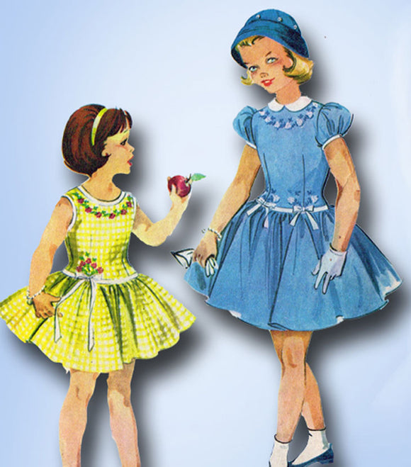 1950s Vintage McCall's Sewing Pattern 2017 Toddler Girls Party Dress & Slip Sz 6 -Vintage4me2