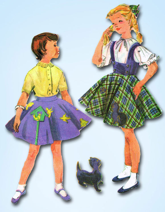 1950s Vintage McCalls Sewing Pattern 2021 Toddler Girls Skirt and Blouse Size 4