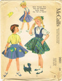 1950s Vintage McCalls Sewing Pattern 2021 Toddler Girls Circle Skirt Blouse Sz 6