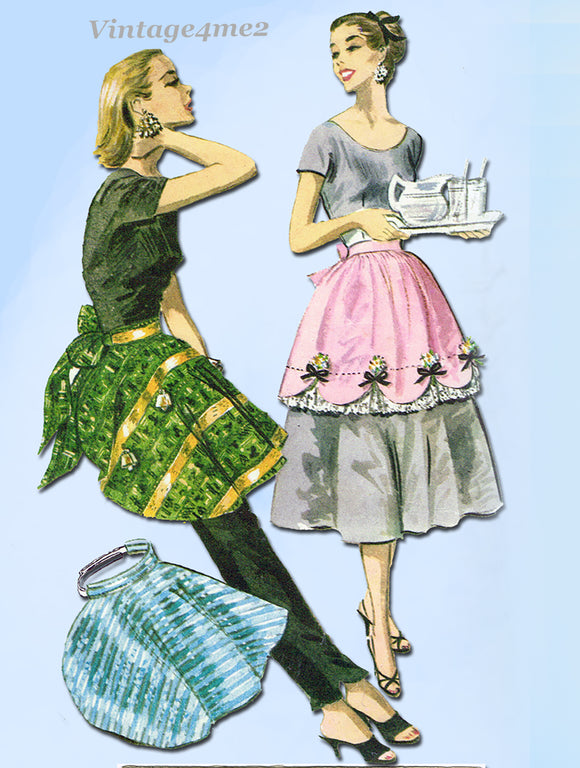 1950s Vintage McCall Sewing Pattern 2052 Misses Cocktail or Party Apron Fits All