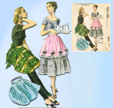 1950s Vintage McCall Sewing Pattern 2052 Misses Cocktail or Party Apron Fits All