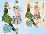 1950s Vintage McCall Sewing Pattern 2052 Misses Cocktail or Party Apron Fits All