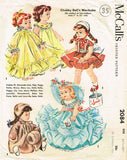 1950s Vintage McCalls Sewing Pattern 2084 21 to 23 Inch Little Girl Doll Clothes