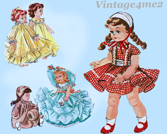 1950s Vintage McCalls Sewing Pattern 2084 14 to 15 Inch Little Girl Doll Clothes