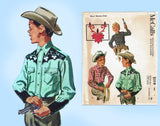 1950s Vintage McCalls Sewing Pattern 2119 Boys Western Shirt w Embroidery Sz 8