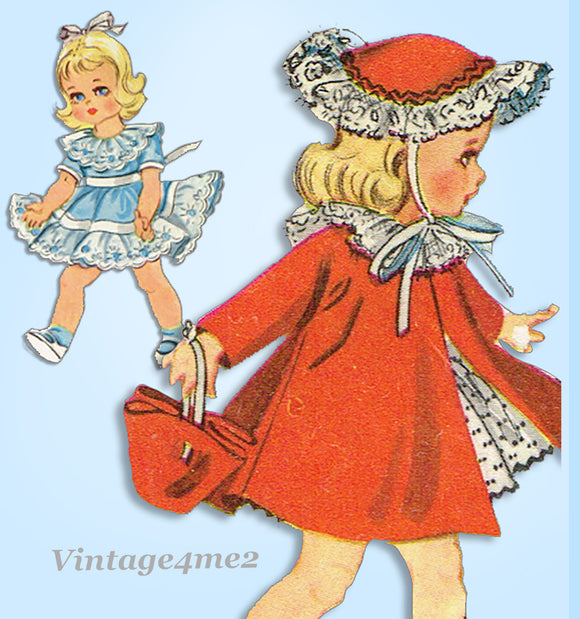 1950s Vintage McCalls Sewing Pattern 2150 Easy 9-10 Inch Dimunitive Doll Clothes