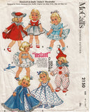 1950s Vintage McCalls Sewing Pattern 2150 Easy 9-10 Inch Dimunitive Doll Clothes