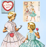 McCall's Pattern 2157: 1950s Cute Girls Dress w Heart Pocket Sz 4 Vintage Sewing Pattern