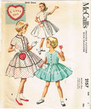 McCall's Pattern 2157: 1950s Cute Girls Dress w Heart Pocket Sz 4 Vintage Sewing Pattern