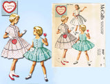 McCall's Pattern 2157: 1950s Cute Girls Dress w Heart Pocket Sz 4 Vintage Sewing Pattern