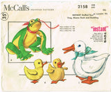1950s Vintage McCalls Sewing Pattern 2158 Stuffed Frog and Duck Animals ORIGINAL