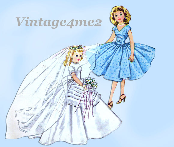 1950s Vintage McCalls Sewing Pattern 2162 20 Inch High Heel Revlon Doll Clothes