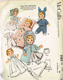 1950s Vintage McCalls Sewing Pattern 2183 Ginette 8 to 9 Inch Baby Doll Clothes