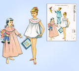 1950s Vintage McCall's Sewing Pattern 2189 Toddler Girls Shortie Pajamas Size 6