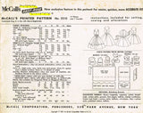 1950s Vintage McCall's Sewing Pattern 2210 Girls Formal Gown Party Dress Sz6