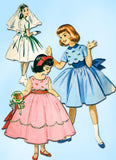 1950s Vintage McCall's Sewing Pattern 2210 Girls Formal Gown Party Dress Sz6