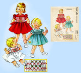 McCall's 2289: 1950s Cute Baby Girls Smocked Dress Sz 1 Vintage Sewing Pattern