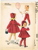 1950s Vintage McCalls Sewing Pattern 2307 Uncut Toddler Girls Flared Coat Size 2