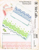 1950s Vintage McCall Embroidery Transfer 2317 Uncut X-Stitch Pcases -  Vintage4me2