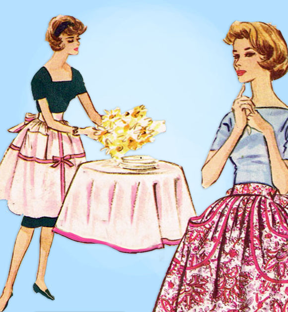 1950s Vintage McCall's Sewing Pattern 2337 Uncut Misses Knee Length Apron Fits All -Vintage4me2
