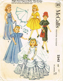 1950s Vintage McCalls Sewing Pattern 2342 Revlon Doll 22 In Bridal Doll Clothes
