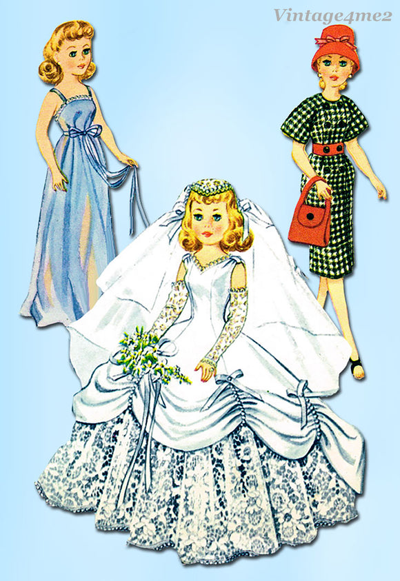 1950s Vintage McCalls Sewing Pattern 2342 18 Inch High Heel Doll Clothes ORIG