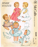 1950s Vintage McCalls Sewing Pattern 2349 Betsy Wetsy 15-17 In Baby Doll Clothes