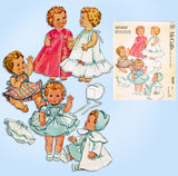 1950s Vintage McCalls Sewing Pattern 2349 Tiny Tears 11-12 Inch Baby Doll Clothes