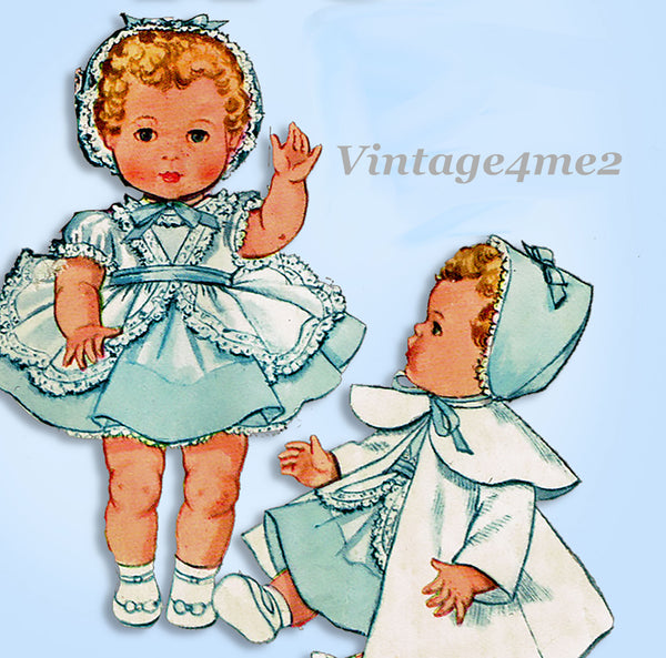 1950s Vintage McCalls Sewing Pattern 2349 Tiny Tears 11-12 Inch Baby Doll Clothes
