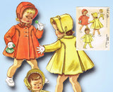 1950s ORIG Vintage McCalls Sewing Pattern 2365 Darling Baby Coat & Bonnet Size 1 -Vintage4me2